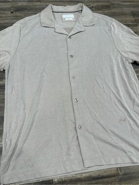 Porter & Ash Mens XL Beige Modal Blend Camp Collar Resort Button Up Shirt